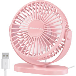 SWEETFULL Ventilateur de bureau USB, 3 vitesses silencieux et mini ventilateur de table réglable à 360°, ventilateur de bureau c