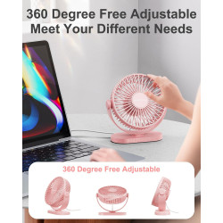 SWEETFULL Ventilateur de bureau USB, 3 vitesses silencieux et mini ventilateur de table réglable à 360°, ventilateur de bureau c