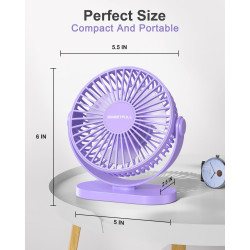 SWEETFULL Ventilateur de bureau USB, 3 vitesses silencieux et mini ventilateur de table réglable à 360°, refroidisseur de bureau