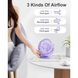 SWEETFULL Ventilateur de bureau USB, 3 vitesses silencieux et mini ventilateur de table réglable à 360°, refroidisseur de bureau