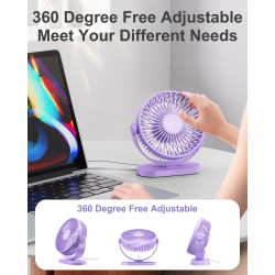 SWEETFULL Ventilateur de bureau USB, 3 vitesses silencieux et mini ventilateur de table réglable à 360°, refroidisseur de bureau
