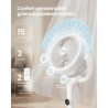 SONGMICS Ventilateur sur Pied Silencieux 20 dB, avec Télécommande, Circulateur d’Air Puissant, Oscillation 120°+135°, 15 Vitesse