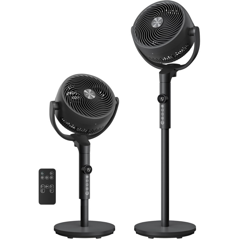 SONGMICS Ventilateur sur Pied Silencieux 20 dB, avec Télécommande, Circulateur d’Air Puissant, Oscillation 120°+135°, 15 Vitesse
