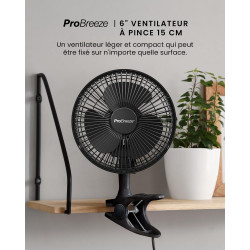Pro Breeze Mini Ventilateur à Pince - 2 Vitesses, 15 cm - Ventilateur de Table avec Clip, Petit, Portable, Silencieux, Rotation 