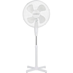 Kamberg - VENTILATEUR 40 CM SUR PIEDS BLANC - 3 VITESSES - OSCILLATION - HAUTEUR REGLABLE - SILENCIEUX - GRILLE SECURISEE - 45 W
