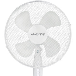 Kamberg - VENTILATEUR 40 CM SUR PIEDS BLANC - 3 VITESSES - OSCILLATION - HAUTEUR REGLABLE - SILENCIEUX - GRILLE SECURISEE - 45 W