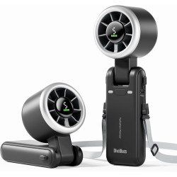 Divebleus ventilateur portable à main, ultra rapide 10m/s, 5 vitesses, batterie rechargeable, jusqu'à 12h, ventilateur de poche 