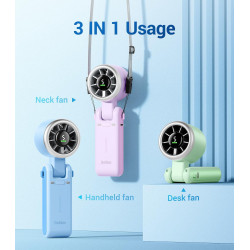 Divebleus ventilateur portable à main, ultra rapide 10m/s, 5 vitesses, batterie rechargeable, jusqu'à 12h, ventilateur de poche 