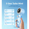 Divebleus ventilateur portable à main, ultra rapide 10m/s, 5 vitesses, batterie rechargeable, jusqu'à 12h, ventilateur de poche 