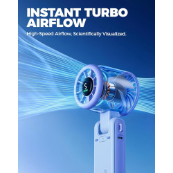Divebleus ventilateur portable à main, ultra rapide 10m/s, 5 vitesses, batterie rechargeable, jusqu'à 12h, 3-en-1 ventilateur de