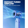 Divebleus ventilateur portable à main, ultra rapide 10m/s, 5 vitesses, batterie rechargeable, jusqu'à 12h, 3-en-1 ventilateur de