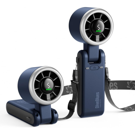 Divebleus ventilateur portable à main, ultra rapide 10m/s, 5 vitesses, batterie rechargeable, jusqu'à 12h, 3-en-1 ventilateur de