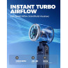 Divebleus ventilateur portable à main, ultra rapide 10m/s, 5 vitesses, batterie rechargeable, jusqu'à 12h, 3-en-1 ventilateur de