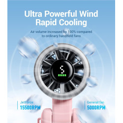 Divebleus ventilateur portable à main, ultra rapide 10m/s, 5 vitesses, batterie rechargeable, jusqu'à 12h, ventilateur de poche 
