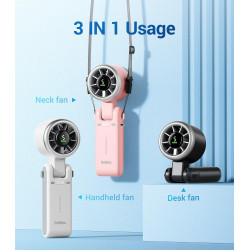 Divebleus ventilateur portable à main, ultra rapide 10m/s, 5 vitesses, batterie rechargeable, jusqu'à 12h, ventilateur de poche 