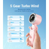 Divebleus ventilateur portable à main, ultra rapide 10m/s, 5 vitesses, batterie rechargeable, jusqu'à 12h, ventilateur de poche 