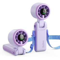 Divebleus ventilateur portable à main, ultra rapide 10m/s, 5 vitesses, batterie rechargeable, jusqu'à 12h, 3-en-1 ventilateur de