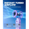 Divebleus ventilateur portable à main, ultra rapide 10m/s, 5 vitesses, batterie rechargeable, jusqu'à 12h, 3-en-1 ventilateur de