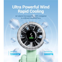 Divebleus ventilateur portable à main, ultra rapide 10m/s, 5 vitesses, batterie rechargeable, jusqu'à 12h, ventilateur de poche 
