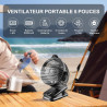 Mini USB Ventilateur Pince Portable, 8000mAh Silencieux, Télécommande, Affichage LED, 5 Vitesses Rotation à 360°, Rechargeable T