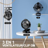Mini USB Ventilateur Pince Portable, 8000mAh Silencieux, Télécommande, Affichage LED, 5 Vitesses Rotation à 360°, Rechargeable T