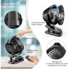 Mini USB Ventilateur Pince Portable, 8000mAh Silencieux, Télécommande, Affichage LED, 5 Vitesses Rotation à 360°, Rechargeable T