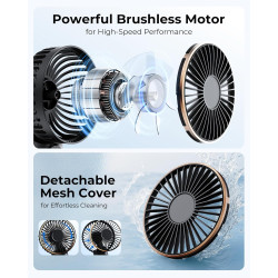 TUNISE Ventilateur Portable à Main, Mini Ventilateur Pliable 180°, 6 Vitesses, Affichage LCD, Ultra Silencieux, 4000mAh, Format 