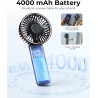 TUNISE Ventilateur Portable à Main, Mini Ventilateur Pliable 180°, 6 Vitesses, Affichage LCD, Ultra Silencieux, 4000mAh, Format 