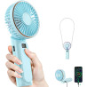 TUNISE Ventilateur portable à main rechargeable, 4000mAh, réglable à 180°, 6 vitesses, affichage de la charge en temps réel