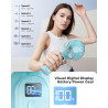 TUNISE Ventilateur portable à main rechargeable, 4000mAh, réglable à 180°, 6 vitesses, affichage de la charge en temps réel