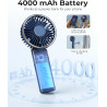 TUNISE Ventilateur Portable à Main, Mini Ventilateur Pliable 180°, 6 Vitesses, Affichage LCD, Ultra Silencieux, 4000mAh, Format 