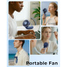 TUNISE Ventilateur Portable à Main, Mini Ventilateur Pliable 180°, 6 Vitesses, Affichage LCD, Ultra Silencieux, 4000mAh, Format 