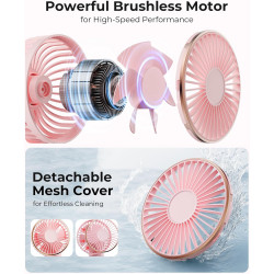 TUNISE Ventilateur Portable à Main, Mini Ventilateur Pliable 180°, 6 Vitesses, Affichage LCD, Ultra Silencieux, 4000mAh, Format 