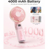 TUNISE Ventilateur Portable à Main, Mini Ventilateur Pliable 180°, 6 Vitesses, Affichage LCD, Ultra Silencieux, 4000mAh, Format 