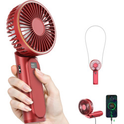 TUNISE Ventilateur portable à main, ventilateur rechargeable, 4000mAh, réglable à 180°, 6 vitesses, affichage de la charge en te