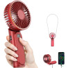 TUNISE Ventilateur portable à main, ventilateur rechargeable, 4000mAh, réglable à 180°, 6 vitesses, affichage de la charge en te