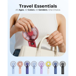 TUNISE Ventilateur portable à main, ventilateur rechargeable, 4000mAh, réglable à 180°, 6 vitesses, affichage de la charge en te