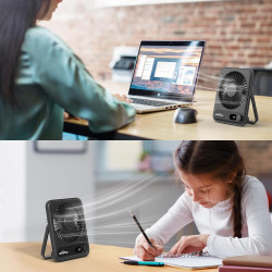 WHATOOK Ventilateur USB silencieux : régulateur en continu 1 à 100, batterie 5000 mAh, avec charge rapide et affichage LED, mini