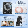 WHATOOK Ventilateur USB silencieux : régulateur en continu 1 à 100, batterie 2000 mAh avec affichage LED, mini ventilateur porta
