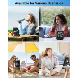 WHATOOK Ventilateur USB silencieux : régulateur en continu 1 à 100, batterie 2000 mAh avec affichage LED, mini ventilateur porta