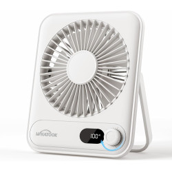 WHATOOK Ventilateur de table USB silencieux : régulateur en continu 1 à 100, batterie 5000 mAh, ventilateur rechargeable avec ch