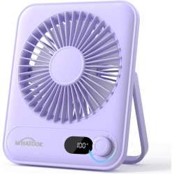 WHATOOK Ventilateur de table USB silencieux : régulateur en continu 1 à 100, batterie 5000 mAh, ventilateur rechargeable avec ch