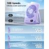 WHATOOK Lot de 2 mini ventilateurs USB : régulateur en continu 1 à 100, batterie 5000 mAh, avec charge rapide et affichage LED, 