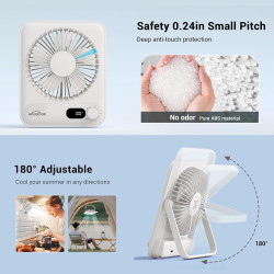 WHATOOK Ventilateur de bureau USB : régulateur en continu 1 à 100, batterie silencieuse de 2000 mAh, ventilateur portable avec a