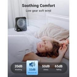 WHATOOK Lot de 2 ventilateurs USB silencieux : régulateur en continu 1 à 100, batterie 2000 mAh, avec affichage LED, mini ventil