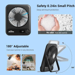 WHATOOK Lot de 2 ventilateurs USB silencieux : régulateur en continu 1 à 100, batterie 2000 mAh, avec affichage LED, mini ventil