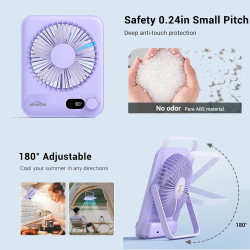 WHATOOK Ventilateur de bureau USB silencieux : régulateur en continu 1 à 100, batterie 2000 mAh, ventilateur portable avec affic