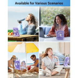 WHATOOK Ventilateur de bureau USB silencieux : régulateur en continu 1 à 100, batterie 2000 mAh, ventilateur portable avec affic