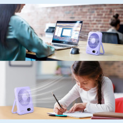WHATOOK Ventilateur de bureau USB silencieux : régulateur en continu 1 à 100, batterie 2000 mAh, ventilateur portable avec affic