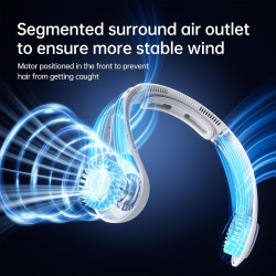 JISULIFE Ventilateur de cou portable amélioré, tour de cou personnel mains libres, réglage à 5 vitesses, 5000 mAh, portable, sil